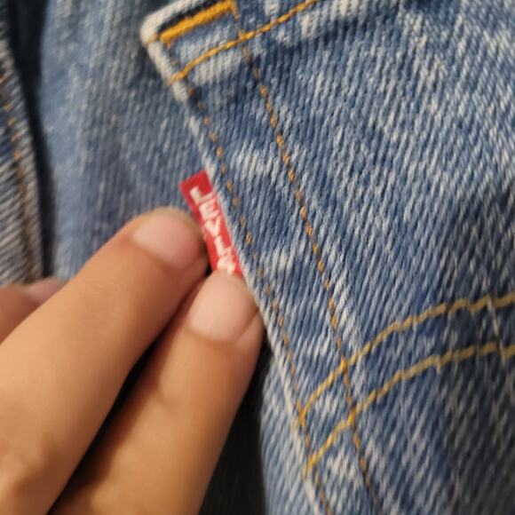 Levis Premium 501 Womens Big E Button Fly Jeans Size 25 Blue Distressed - Picture 9 of 12